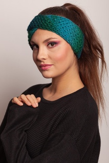 Stirnband handgestrickt blau-türkis-grün